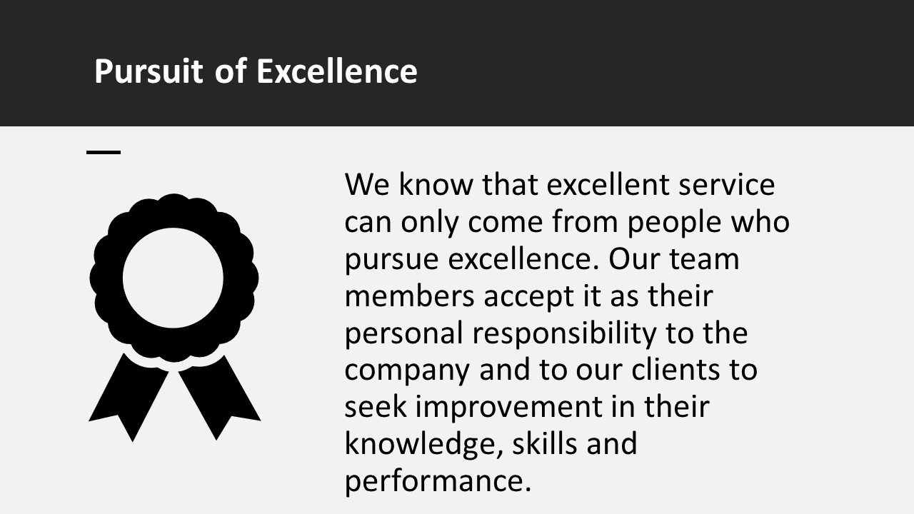 ExeQserve Core Values Pursuit of Excellence