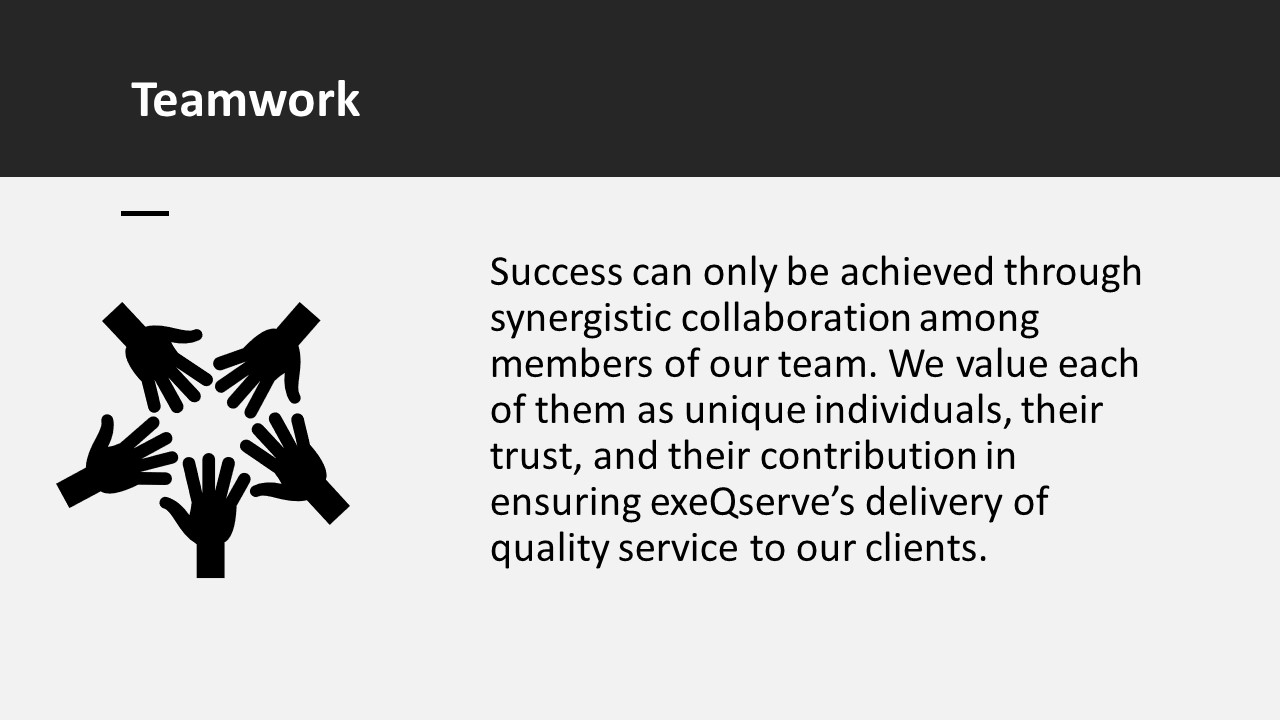 ExeQserve Core Values Teamwork